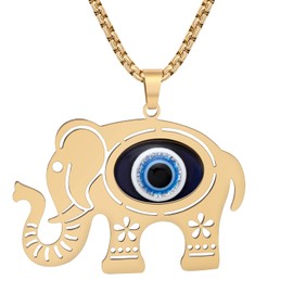 NEWEI Elephant Gifts for Women Girls Cute Elephant Necklace 18k Gold Plated Stainless Steel Pendant Elephant Chain Jewellery Charms, Stainless Steel, No Gemstone