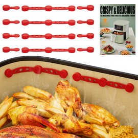 Air Fryer Magnet Silicone Buckle for Air Fryer Parchment Liner, Locks Disposable Liner in Place, Anti-Scald Design, Set of 4 - Red