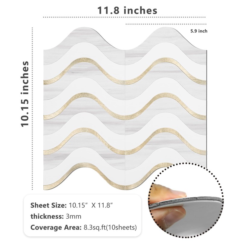 Vamos Tile 10-Sheet Peel and Stick Backsplash Seamless Tile,Stick on