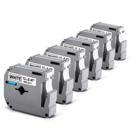 6 Pack Labelife M-K231 Compatible Label Tape Replacement for Brother P-Touch M Tape M231 MK231 M-231 M-K231S 12mm 0.47 Inch, for Brother PTouch PT-M95 PT-85 PT-75 PT-65 Label Makers, Black on White