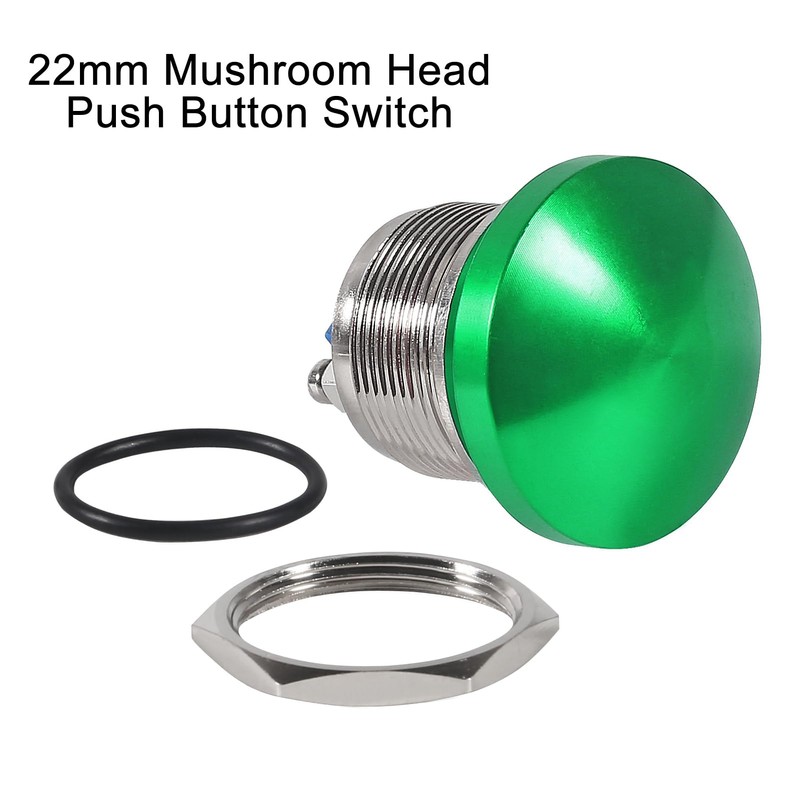 2PCS Waterproof Red Metal Shell Momentary 22MM Mushroom Head Push
