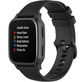 Compatible with Garmin Venu Sq Bands for Women Men, 20mm Quick Release Silicone Replacement Band Wristbands Straps Bracelet Fit for Garmin Vivoactive 3 Music, Forerunner 245 645 (Black)