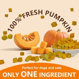 JADINGSFARM Pumpkin for Dog, Freeze Dried Pumpkin Dog Cat Treats, Single Ingredient, Natural Treats for Digestion Health, Healthy Food Topper 3.5 oz