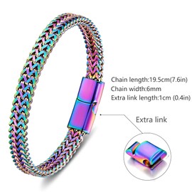 Bracelets for Men-Stainless Steel Magnetic Clasp Franco Chain Mens Bracelet (Colors)