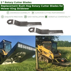MOTOQUEEN Replacement Bush Hog Cutter Durable Blades for Mower King Skidsteer 2-3/8" x 14" x 3/8" Replacement Blades for Brush Mowers Heavy Duty AR400 Steel 10mm Thick (2 Blade Set)