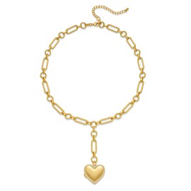 Glorig Gold Locket Necklace for Women With Heart Pendant Love Heart Shaped Pendant Necklaces Fashion Necklace Jewelry Gift