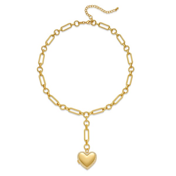 Glorig Gold Locket Necklace for Women With Heart Pendant Love