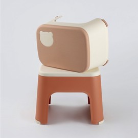 Mini bathroom chair, multi-purpose auxiliary chair, plastic footrest, 4 colors, 2 sizes, bear marking bathroom chair (vs. orange)
