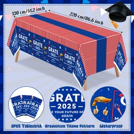 GaofanWai 3PCS Make Your Future Great Again Tablecloths, Blue and Red Plastic Funny Table Covers, Real Voice in Office Says Happy Graduation for Students Party Decorations Supplies for Adult Women
