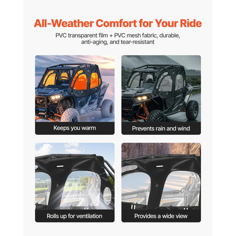 VEVOR Cab Enclosure Upper Doors, Compatible with Polaris RZR XP4