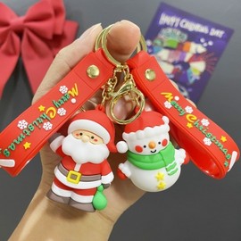 Character Santa 3D Figure Christmas Snowman Tree Keychain lf1308 Free Size/Option NO.6 10ea
