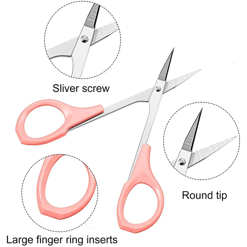 4 Inches Curved Sharp Blade Craft Scissors For Eyebrow Eyelash