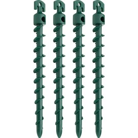 (4-Pack) Vortex 7-1/2" Ground Anchors, Screw-in Anchor for Yard, Tents, Tarps, 70 lb Pull Force, Green ANCBPS7-HSG-L