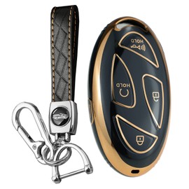 KUNIO Car Key Fob Cover Case Fit for Hyundai營oniq?燝randeur燢ONA?023 Key Protective Cover Keychain TPU Key Holder Car Accessory 5 Buttons B Black