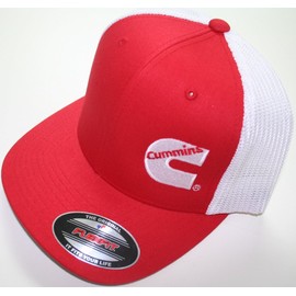 Cummins Flex Fit Flexfit Black Hat Summer Truckers Mesh Red/White Cummings