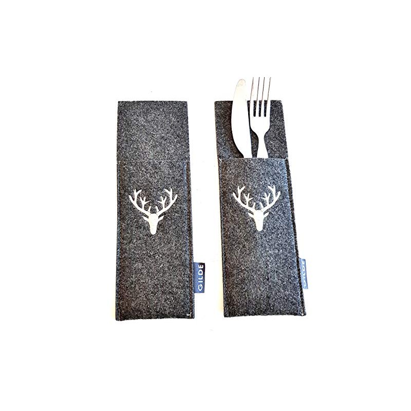 GILDE Felt Cutlery Set for 2 People Dark Grey with