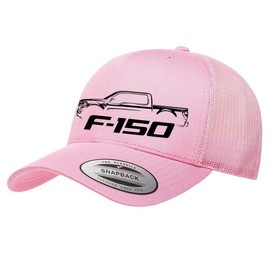 2021 2022 2023 Ford F150 Pickup Truck Fully Embroidered Yupoong 6606 Snapback Trucker Fitted Cap Pink