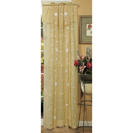 Creative Linens Daisy Embroidered Floral Window Curtain Panel 50x84 in 6 Colors - Gold, Ivory, Lavender, Mint Green, Pink, Taupe One Piece (Gold)