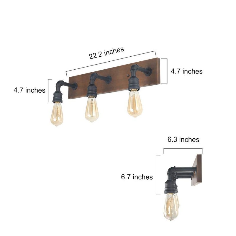LNC Bathroom Light Fixture, Farmhouse 3-Light Vanity Lights, Wall Sconce