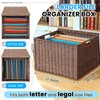 Extra Large Decorative File Box Wicker Seagrass File Basket Organizer