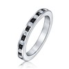 Black White Alternating Stackable CZ Channel Set Eternity Band Ring