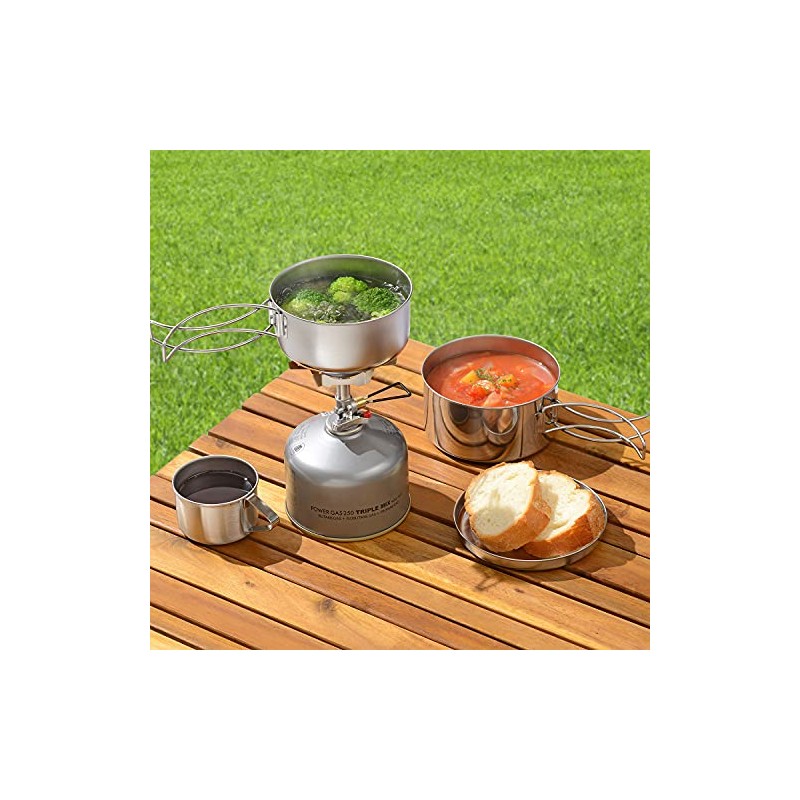 Wahei Freiz MH-1541 4-Piece Cooker Set, Stainless Steel, Camping, Cooking,