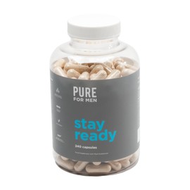 Pure for Men Original Cleanliness Stay Ready Fiber Supplement, 240 Vegan Capsules, Helps Promote Digestive Regularity. Psyllium Husk, Chia Seeds, Oat Fibre, Proprietary Formula