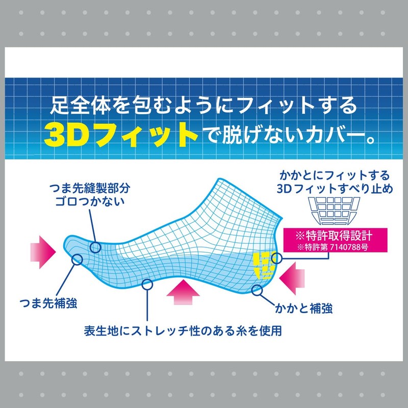 Fukusuke Fun 3362Q75M Women's 3D Fit, Shallow Shoes, Footcover, Socks,