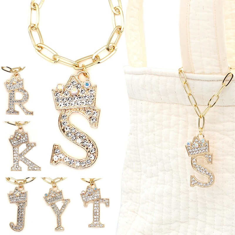 miwaki Bag Charm Initial Charm Keychain Initial Alphabet Crown Square