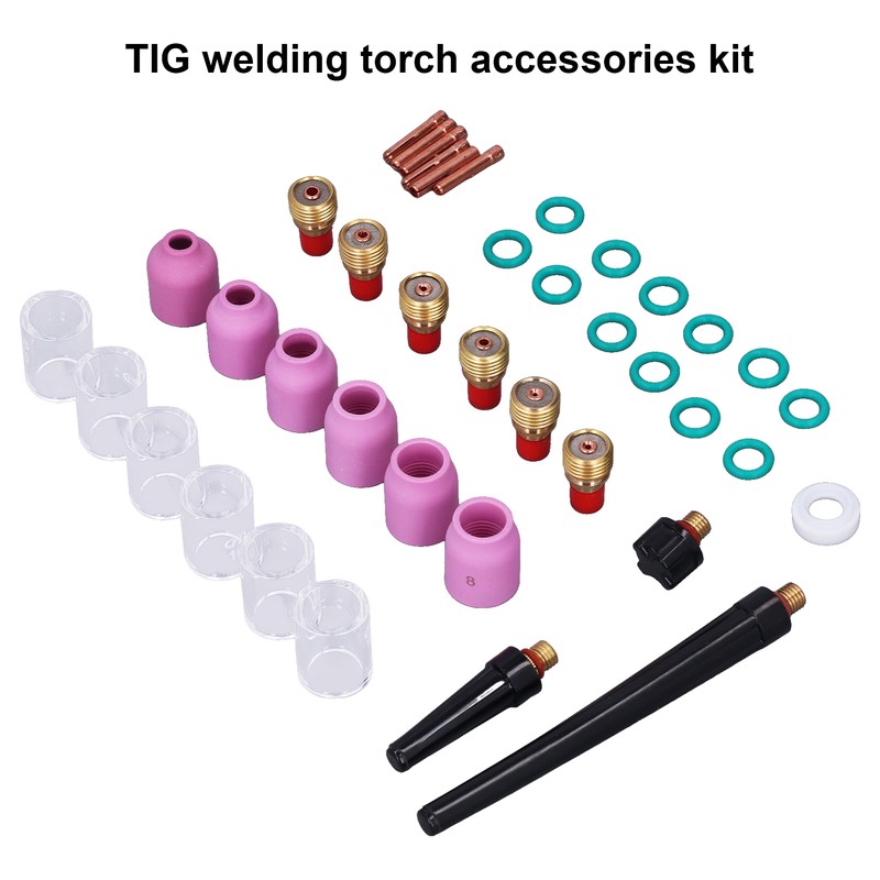 40Pcs TIG Welding Torch Accessories Kit Collet Alumina Nozzle Gas