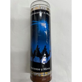 Frankincense & Myrrh (Incienso y Mirra) Scented Brown Pillar Candle in Glass