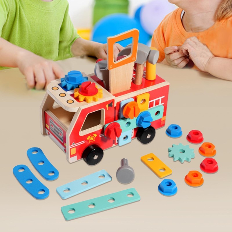 MagiDeal Kids Wooden Truck Tool Set, Pretend Play Tool Kit