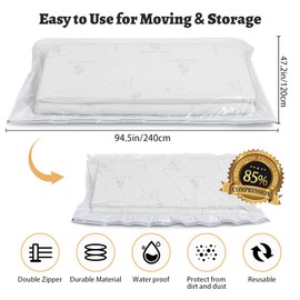 Mattress Vacuum Bag 94.5x47.2 in Space Saver Vacuum Storage Bags Oversized Vacuum Bags Twin Mattress Vacuum Bag King Mattress Bag Vacuum Sealer Bag for Memory Foam Mattress Moving Shipping Storage
