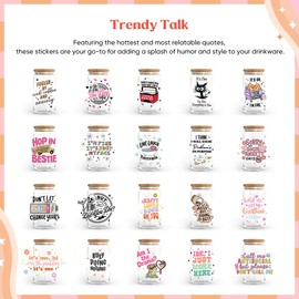 Kaciola Studio 20 Sheets Funny Sarcasm UV DTF Cup Wraps for 16 oz - Funny Theme Stickers for Glass Mugs Coffee, I'm Fine UV DTF Decals Waterproof Rub on Transfer DIY Crafts for Notebook Laptop