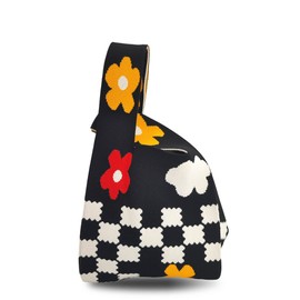 Lilyberri Crochet Tote Bag for Women, Small Cute Knot Wristlet Knitted Bag Canvas Pouch, Aesthetic Knit Purse, Corduroy Bag, Mixed, Moderate