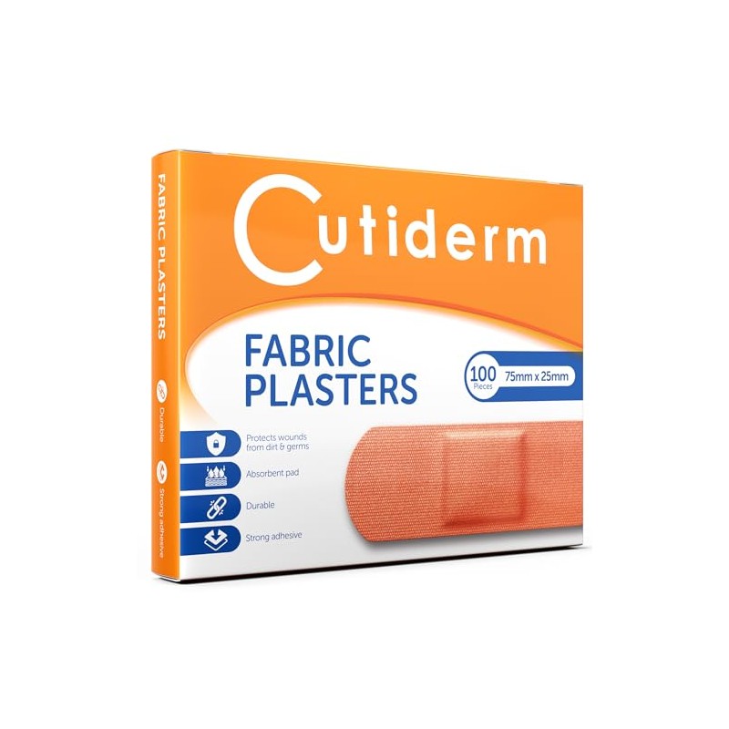 Cutiderm Fabric Plasters 75mm x 25mm - Pack of 100