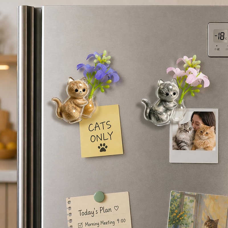2Pcs Cat Whisker Fridge Magnets, Clear Acrylic Pet Fur Keepsake
