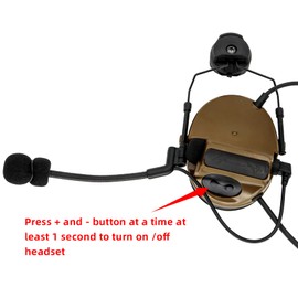 HEARFALCOM Double Comta iii Tactical Headset ARC Helmet Rail Mount Civilian Version and PTT Adapter U94 PTT Compatible Kenwood Plug Walkie-Talkie（CB）