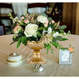 Metal Vases for Table Centerpieces, Hewory Gold Compote Pedestal Vase Floral Container Bulk, Brass Mini Footed Bowl Flower Holders Center Pieces for Wedding Birthday Party Anniversary (2pcs, 6.5in)