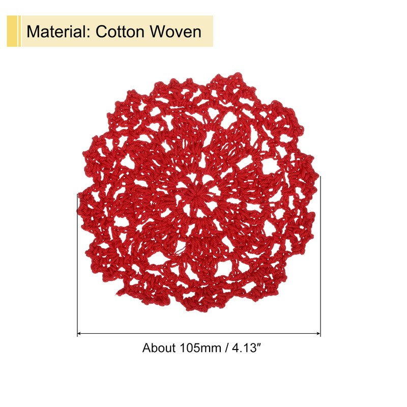 sourcing map Fabric Coasters, 8pcs 4" - Cotton Woven Crochet