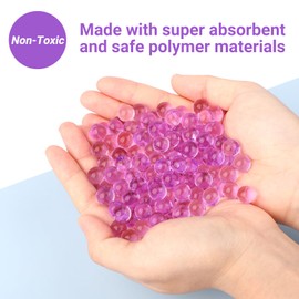 SUREAM 20000 Pieces Purple Water Beads for Vases, Growing Round Crystal Gel Beads for Floating Candle, Floral Decoration, Christmas & Birthday Party, Wedding Centerpiece Table Decor