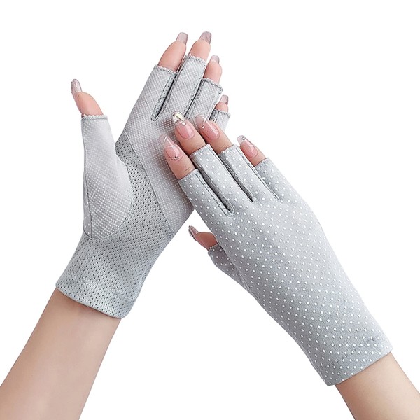 Tidyworm Women's UV Protection Gloves, Fingerless, Anti-slip, Smartphone Compatible, Short