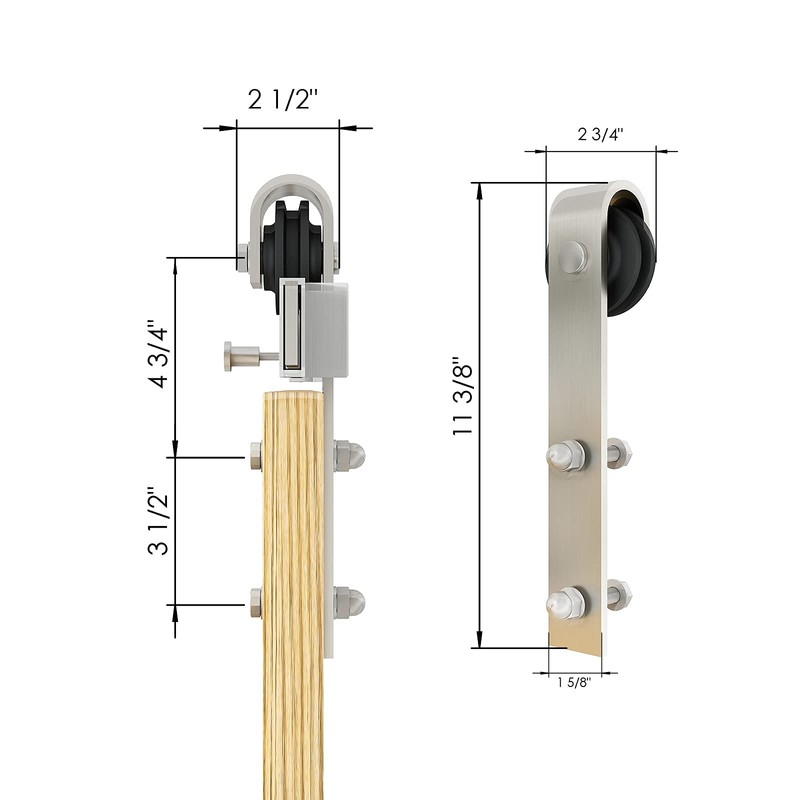 JUBEST 6.6FT Brushed Nickel Sliding Barn Door Hardware Kit Smoothly