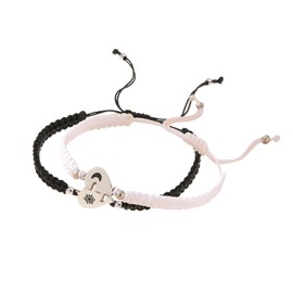 2 PCS Couple Bracelets Matching Bracelets, Gifts for Girlfriend Boyfriend, Friendship Bracelet Adjustable Stainless Steel String Bracelet for Couple His and Hers