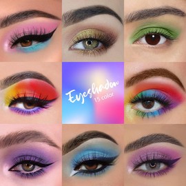 Hxssll 15 Color Eyeshadow Palette,Professional Eye Shadow-Rich Shades Matte Shimmer Makeup Pallet,Highly Pigmented Colorful Powder Long Lasting Waterproof Eye Shadow,Easy-Blend Makeup Kit