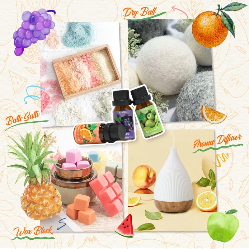 Soulorigin Fruit Essential Oils Set, Fragrance Oil Set for Diffuser,