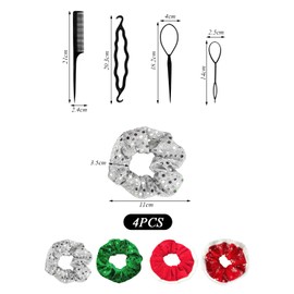 4 Pieces Of Retro Hair Ties And 4 Pieces Of Black Hair Twists, Party Hair Ties, Cute Hair Ties, Hair Accessories, Elastic Hair Ties