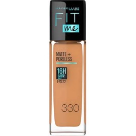 MAYBELLINE Base Maquillaje Fit Me Matte Rich Tan  Poreless 30ml, matifica y controla el brillo, tiene FPS 22                                          