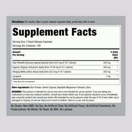 Piping Rock Prostate Supplement for Men | 200 Capsules | ProstAid Herbal Complex Extract with Saw Palmetto, Pygeum, Stinging Nettle | Non-GMO, Gluten Free