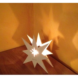Kaleas Fretsaw Template Atmospheric Light Star, Poinsettia, Wooden Star, Tea Light Holder